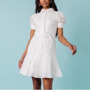 RACHEL Parcell White Eyelet Design Dress